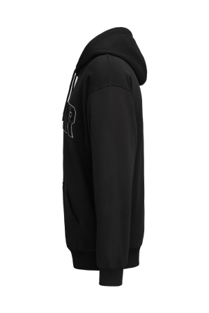 Curved 3D Embroidery Hoodie Black