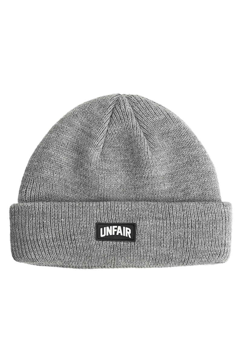 Curved Patch Beanie Grey Melange box