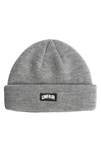 Curved Patch Beanie Grey Melange