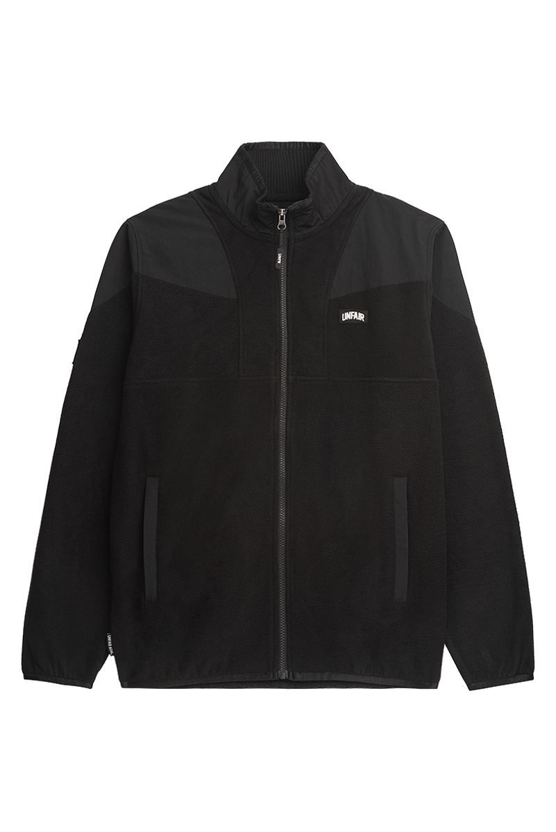 Fabric Mix Fleece Jacket Black