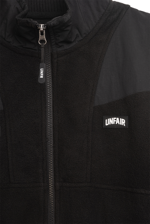 Fabric Mix Fleece Jacket Black