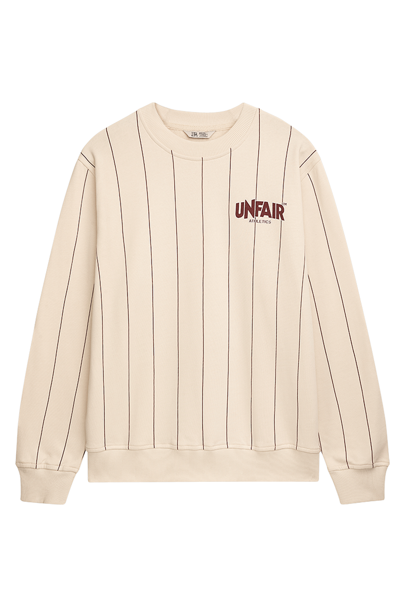 Classic Label Pinstripes Crewneck Cream