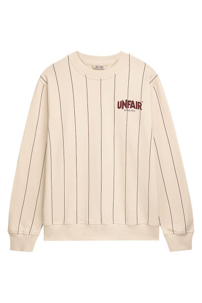 Classic Label Pinstripes Crewneck Cream