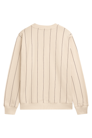 Classic Label Pinstripes Crewneck Cream