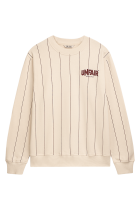 Classic Label Pinstripes Crewneck Cream