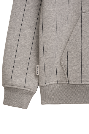 Classic Label Pinstripes Hoodie Grey Melange
