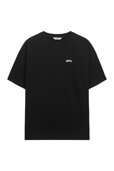 Curved Waffle T-Shirt Black