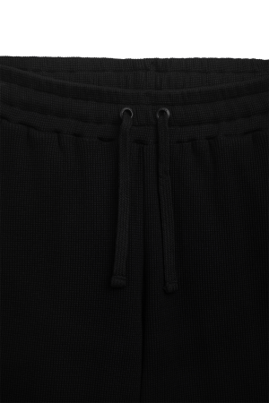 Curved Waffle Shorts Black