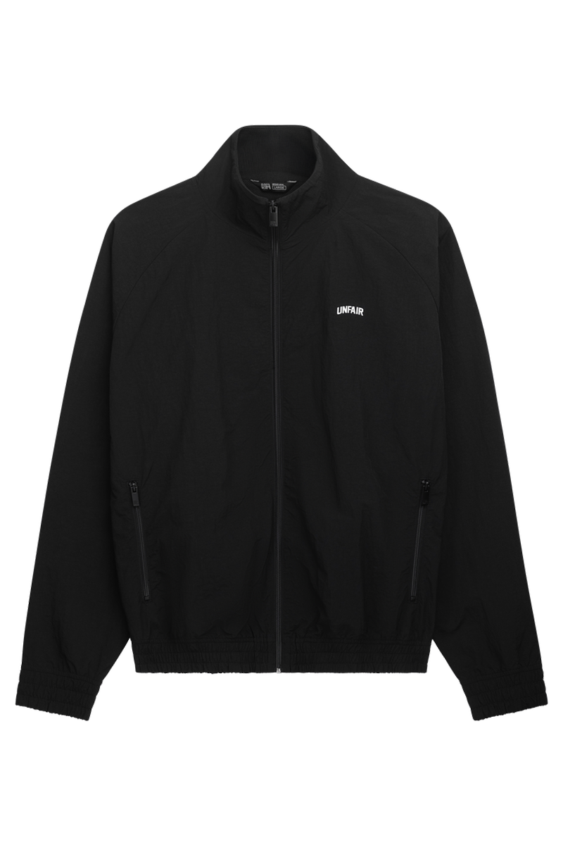 Curved Crushed Nylon Tracktop Black