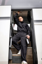 Curved Crushed Nylon Tracktop Black