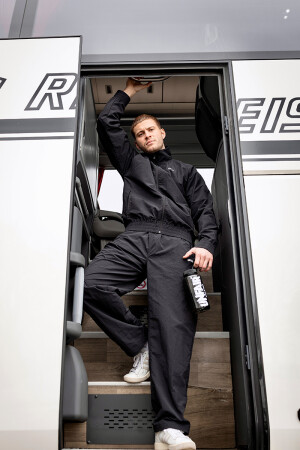 Curved Crushed Nylon Trackpants