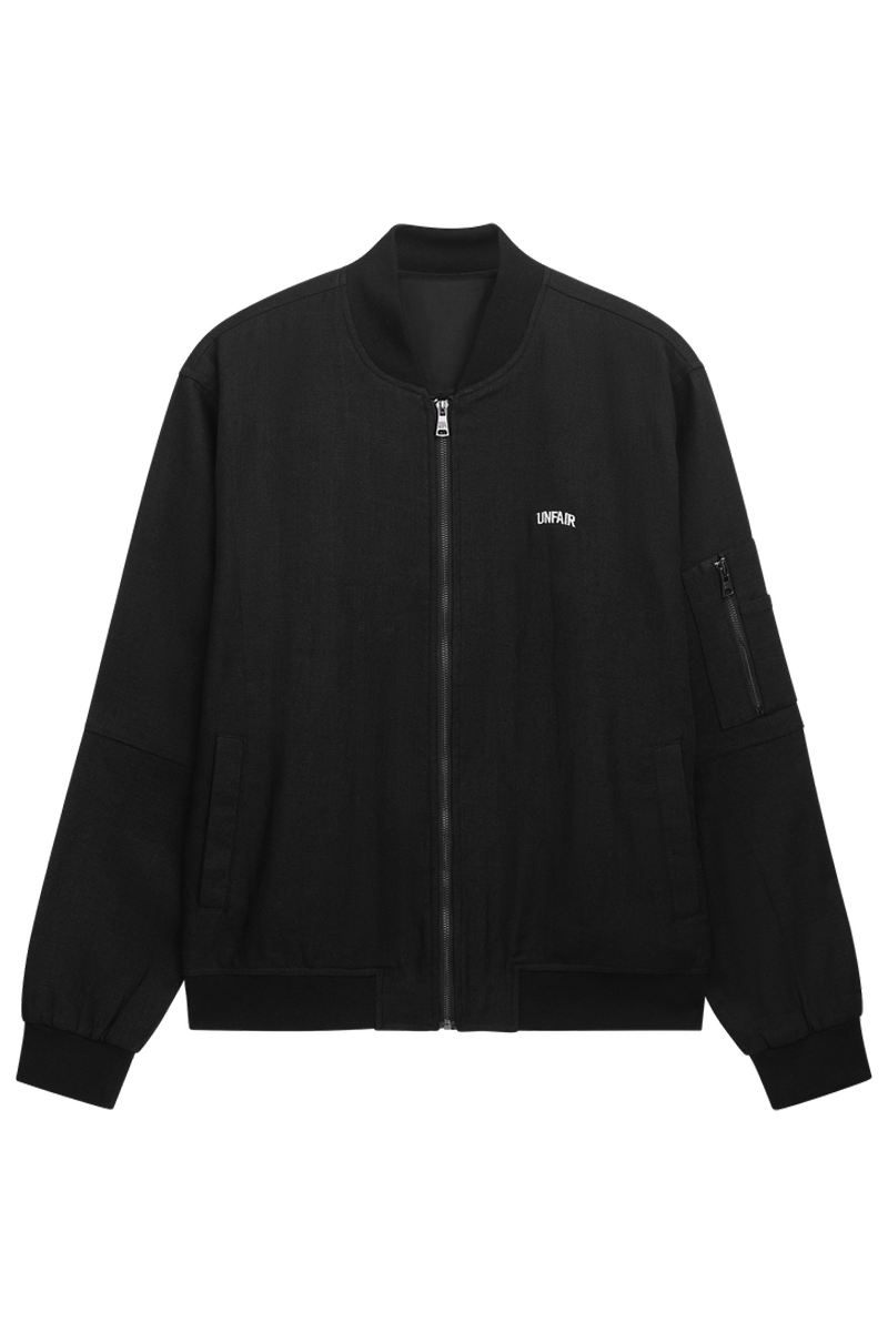 Curved Linen Bomber Black box