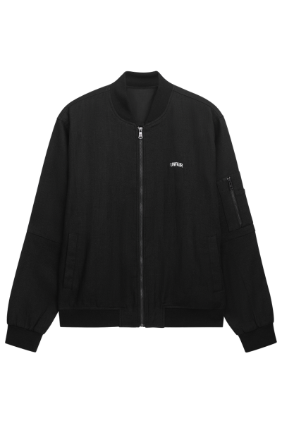 Curved Linen Bomber Black