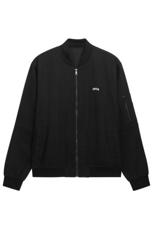 Curved Linen Bomber Black