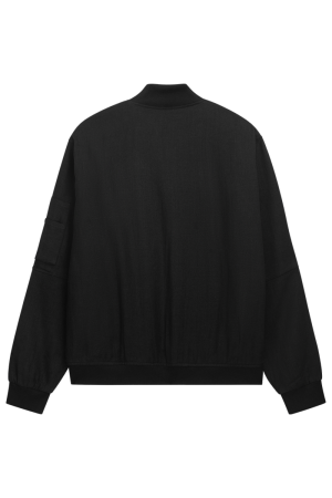 Curved Linen Bomber Black
