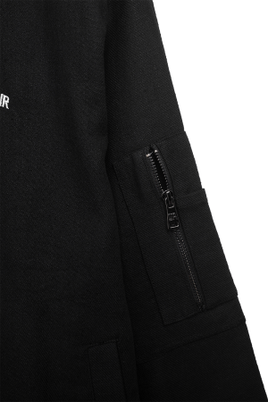 Curved Linen Bomber Black