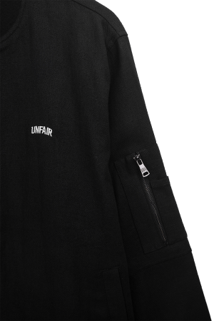 Curved Linen Bomber Black