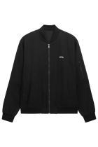 Curved Linen Bomber Black