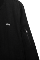 Curved Linen Bomber Black