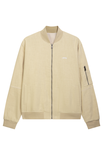 Curved Linen Bomber Beige
