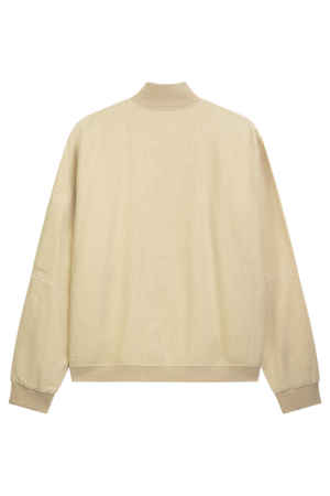 Curved Linen Bomber Beige