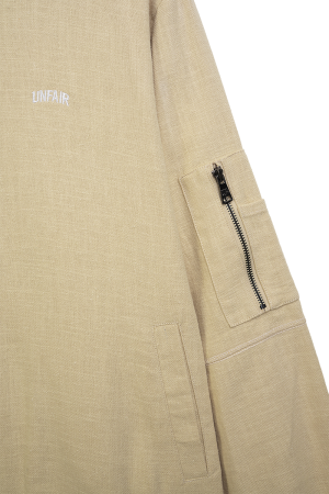 Curved Linen Bomber Beige