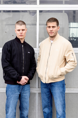 Curved Linen Bomber Beige