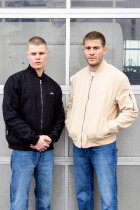 Curved Linen Bomber Beige