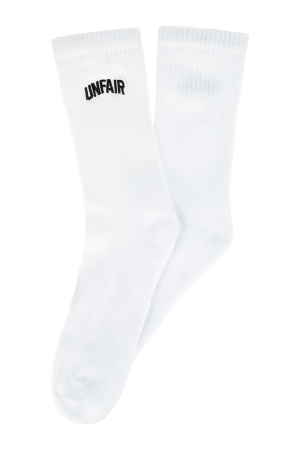 Curved Embroidery Socks White (3 Pack)