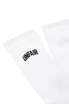 Curved Embroidery Socks White (3 Pack)