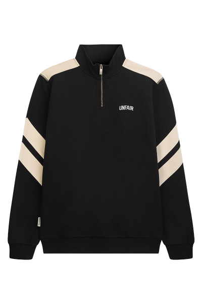 Curved Two Tone Halfzip Sweatshirt Black/Cream