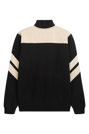 Curved Two Tone Halfzip Sweatshirt Black/Cream