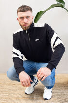 Curved Two Tone Halfzip Sweatshirt Black/Cream